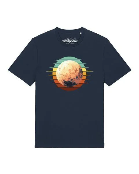 watapparel watapparel T-Shirt Unisex Pluto Retro Sunset, French navy, – Produktbild 1 von 2