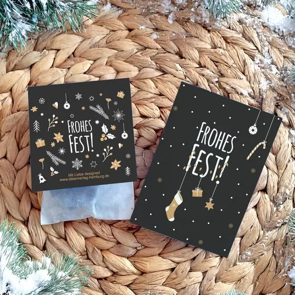 Ideenverlag Hamburg Ideenverlag Hamburg 10 „Frohes Fest“ Samenbomben im Tütchen mit Kaltkeimer-Saatgut + 10 Geschenk Grußkarten – Produktbild 4 von 8