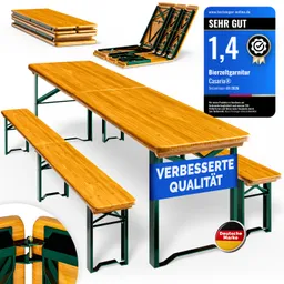 Casaria® Bierzeltgarnitur 220cm klappbar 10 Personen hohe Belastbarkeit massives Holz – Produktbild 1 von 1
