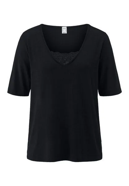 hessnatur hessnatur T-Shirt PURE SENSE LACE aus TENCEL Modal, Schwarz, – Produktbild 2 von 4
