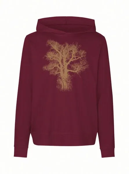 Peaces.bio - handbedruckte Biomode Peaces.bio - handbedruckte Biomode Damen Jersey-Hoodie Chestnut, Bordeaux, – Produktbild 1 von 2