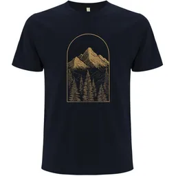 Spreecult Spreecult LineArt Nadelwald - Bio und Fair - Männer Unisex T-Shirt - Line Art Wald Berge – Produktbild 1 von 1