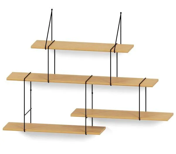 Hausen Hausen Wandregal Link shelf set 2 oak / black, Black, – Produktbild 1 von 3