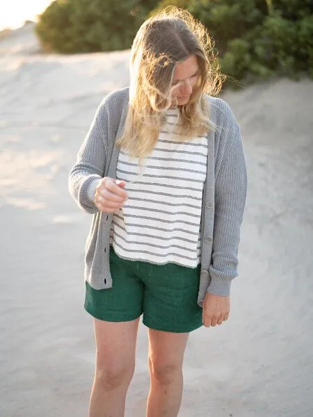 FUXBAU FUXBAU Frauen Leinenshorts, Grün, – Produktbild 2 von 4