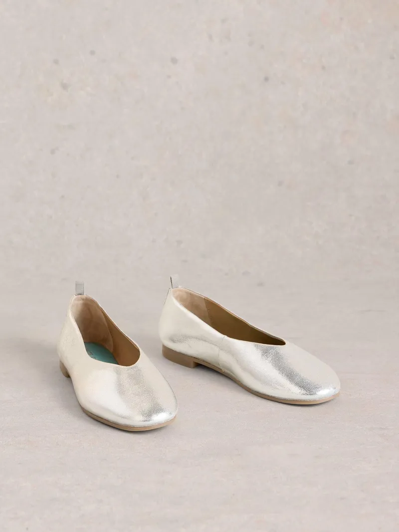 White Stuff Lederballerinas Cheri - 36, Silber tan metallic, – Produktbild 2 von 4