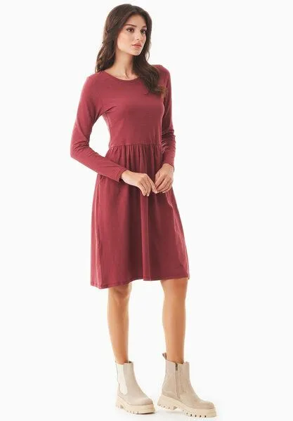 ORGANICATION ORGANICATION Langarm-Jerseykleid aus Bio-Baumwolle, Syrah red, – Produktbild 2 von 4