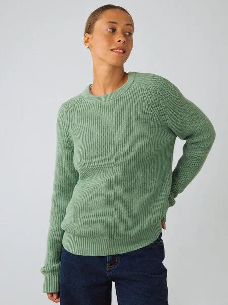 Honest Basics Honest Basics Damen Strickpullover aus 100% Bio-Baumwolle, Salbei, – Produktbild 3 von 4