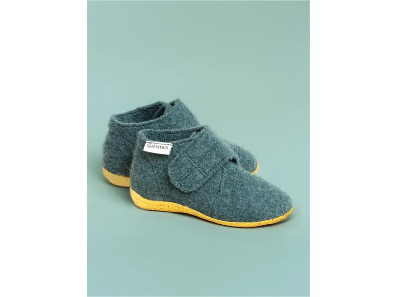 Gottstein Gottstein Kinder Hausschuhe Wollwalk Gummi-Kork Sohle, Grün, – Produktbild 2 von 2