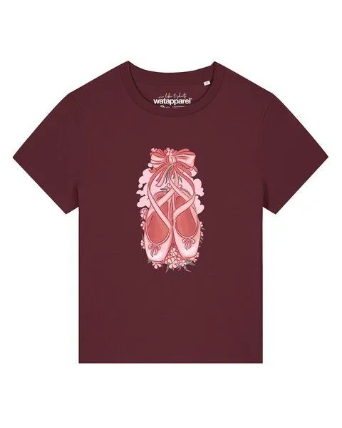 watapparel watapparel T-Shirt Frauen Ballettschuhe, Burgundy, – Produktbild 1 von 2