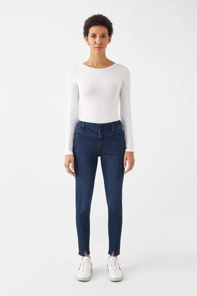 DAWN Damen Jeans SUN UP Powerstretch Design Details DAWN Bio-Baumwolle, Dark blue, – Produktbild 4 von 7