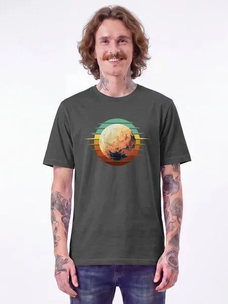 watapparel watapparel T-Shirt Unisex Pluto Retro Sunset, Anthracite, – Produktbild 2 von 2