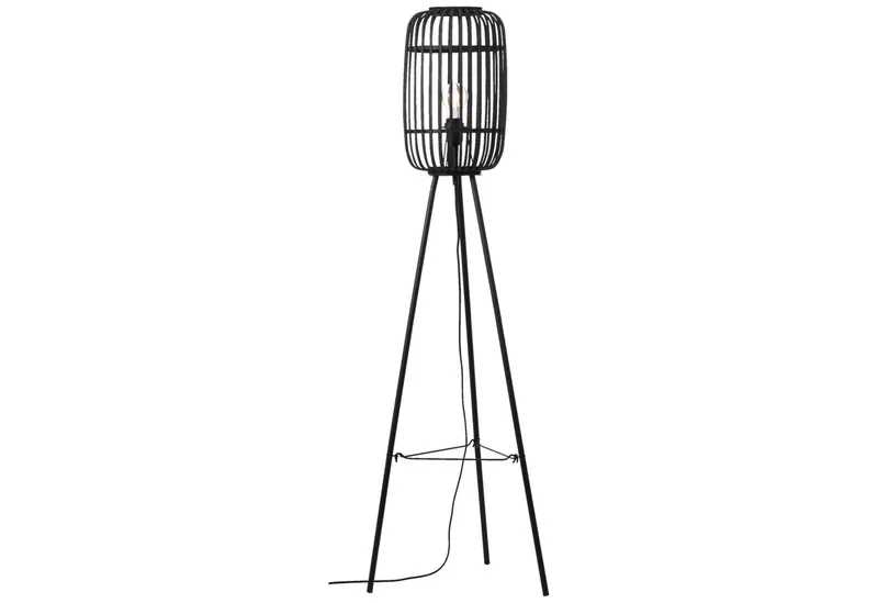 Lightbox Stehlampe, ohne Leuchtmittel, stilvolle Dreibein-Lampe - Stehleuchte im Nature-Style mit Fußschalter, Schwarz, – Produktbild 2 von 3