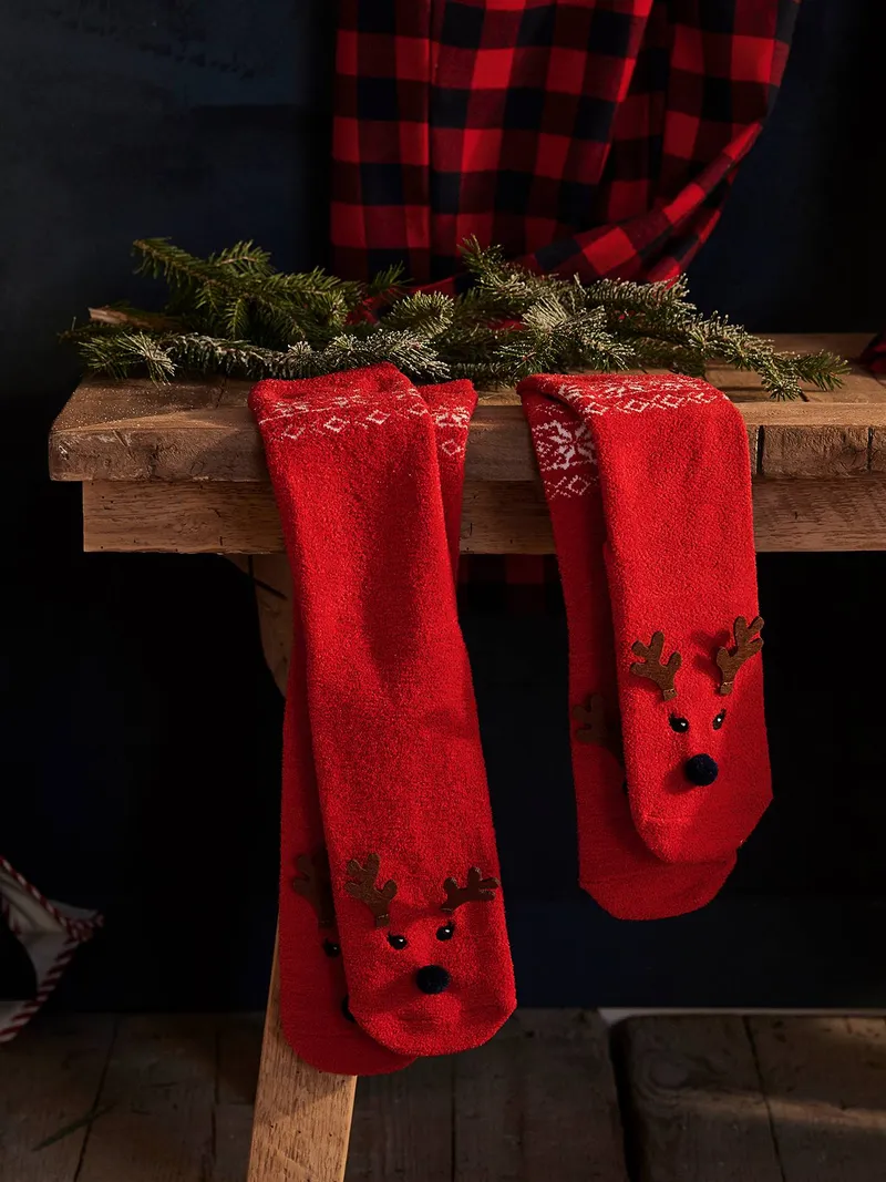Vertbaudet Capsule Kollektion: Familien Weihnachts-Socken, Pack rot/marine, – Produktbild 2 von 4