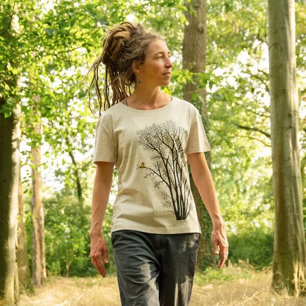 Cmig Cmig Damen T-Shirt Erle mit Elster, Eco heather (natur weiß), – Produktbild 3 von 4