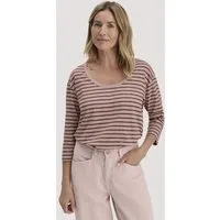 hessnatur hessnatur Light Slub Streifen Longsleeve Relaxed aus reiner Bio-Baumwolle, Rosé, – Produktbild 2 von 5