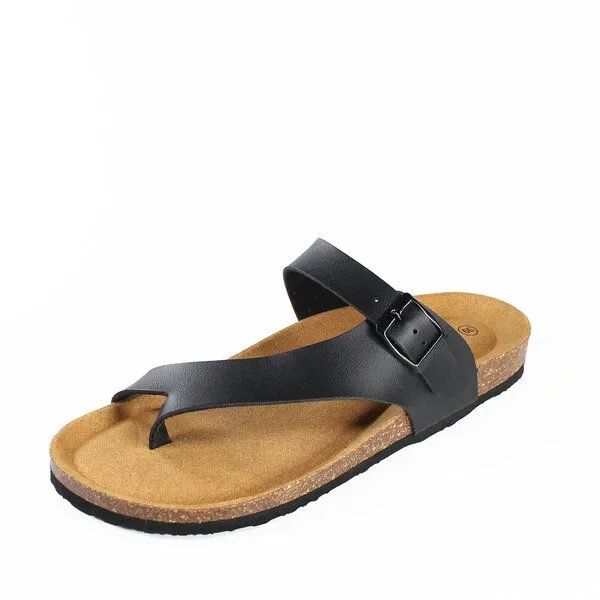 Plakton Plakton Vegane Damen Zehentrenner Sandale BATTLE mit Korksohle, Schwarz, – Produktbild 3 von 4