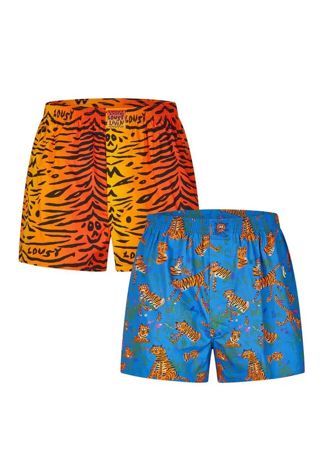 Lousy Livin Lousy Livin Boxershorts Tiger mit lockerem Schnitt, Blau|orange, – Produktbild 2 von 5