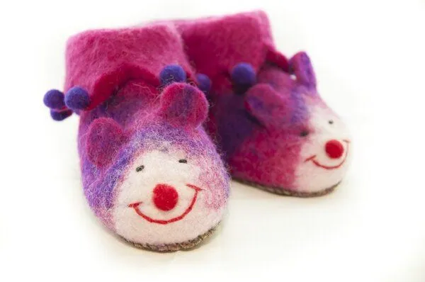 short'n'pietz short'n'pietz Filz Mäuse Hausschuhe für Kinder, Rosa, – Produktbild 1 von 2