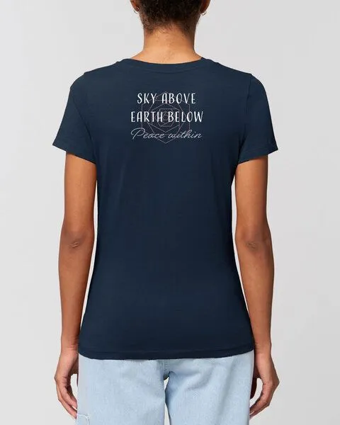 Human Family Bio Damen Rundhals Statement T-Shirt "Peace Within" von Human Family, Navy, – Produktbild 2 von 2