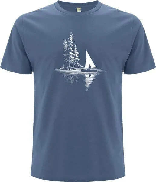 Spreecult Spreecult Segelboot - Bio und Fair - Männer Unisex T-Shirt - Wald Wasser, Blau, – Produktbild 2 von 2