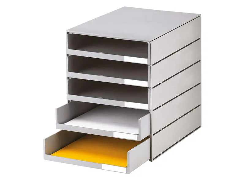 styro styro Styroval pro Box mit 5 Schubladen offen, oeko-grau – Produktbild 1 von 1