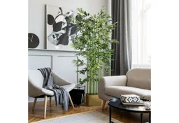 HOMCOM Kunstpflanze 180 cm, im Kiefernholztopf Bambus, HOMCOM, Höhe 180 cm, für Indoor, Outdoor, Dekopflanzen – Produktbild 1 von 1