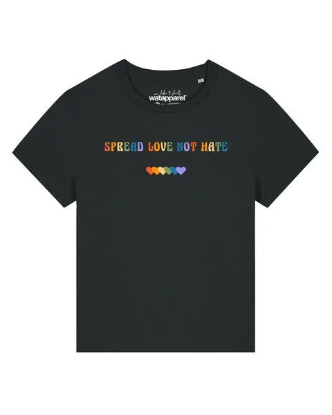 watapparel watapparel T-Shirt Frauen Spread Love not Hate, Black, – Produktbild 1 von 2