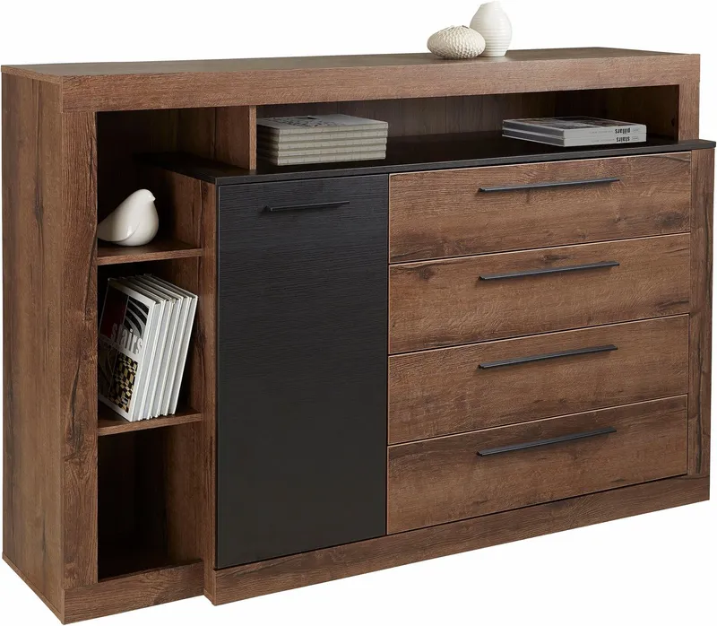 FORTE Kombikommode Bellevue, Beige|schwarz, – Produktbild 1 von 5