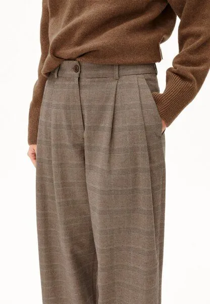 ARMEDANGELS ARMEDANGELS CHECK WIDE PLEATED Damen Bio-Baumwoll Mix, Claystone - sand stone, – Produktbild 3 von 4