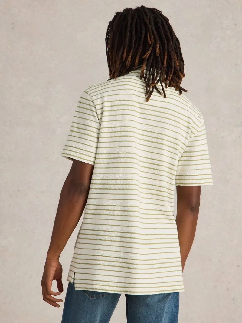 White Stuff Gestreiftes Jacquard-Polohemd - S, Weiß multi, – Produktbild 4 von 4
