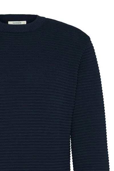 Wunderwerk Wunderwerk Herren Strick Pullover aus Bio Baumwolle "Crewknit crossrib male", Dunkel blau (old navy 695), – Produktbild 3 von 4