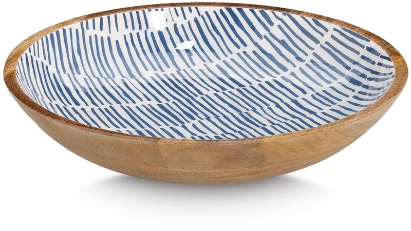 Zeller Present Schale Mangoholz, mit Streifendekor, Massivholz, hochwertiges natürliches Material, Blau, – Produktbild 3 von 7
