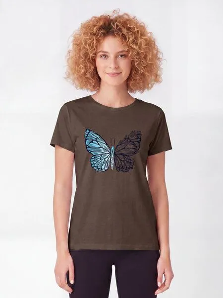 watapparel watapparel T-Shirt Frauen Crystal Butterfly, Mocha, – Produktbild 2 von 2