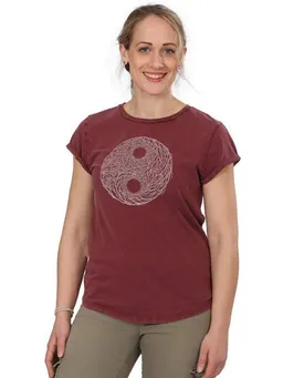 Life-Tree Life-Tree Fairwear Organic Shirt Women Washed Red YinYang – Produktbild 1 von 1