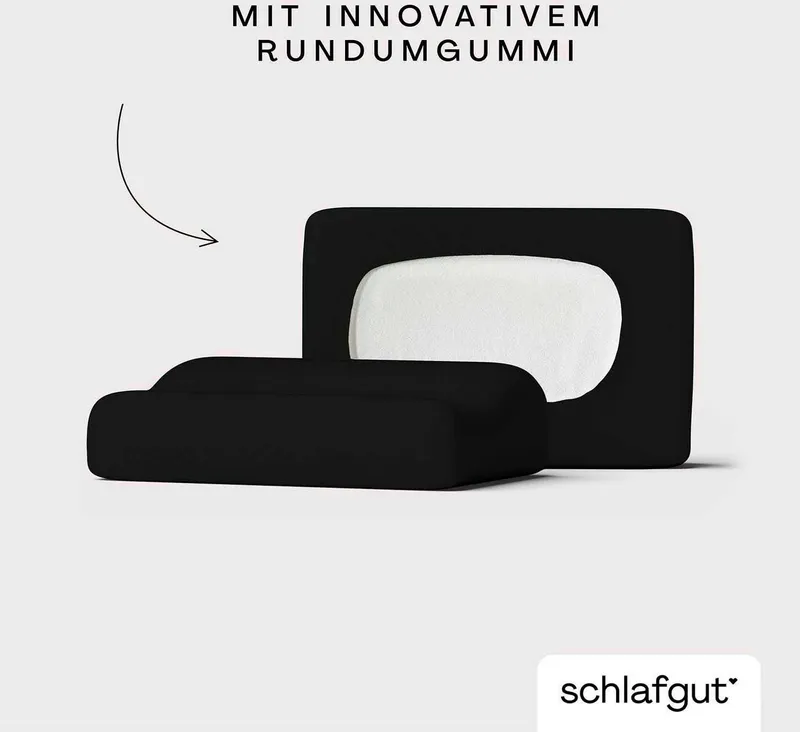 Schlafgut Schlafgut Kissenbezug Pure flexibler Kissenbezug für Nackenstützkissen, (1 Stück), Bio-Baumwolle mit Elasthan, mit Gummizug, bügelfrei, Schwarz, – Produktbild 1 von 5