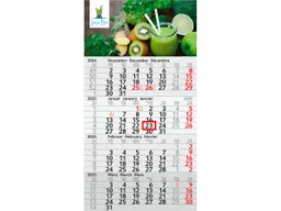 Viermonatskalender "green & blue" inkl. 4-farbigem Aufdruck, hellgrau/rot – Produktbild 1 von 1