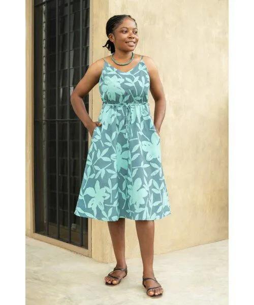 Global Mamas Global Mamas Bio Sommerkleid - SUNSET - Sea Glass – Produktbild 2 von 3