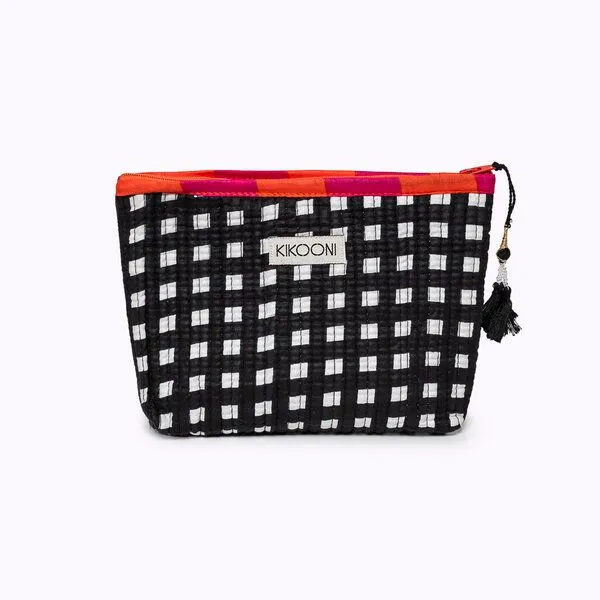 KIKOONI KIKOONI Geldbörsen | kleine Taschen | Passtasche "Mini Traveler", Happy checks black, – Produktbild 1 von 4