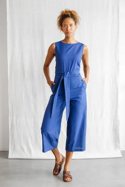 Jyoti - Fair Works Jyoti - Fair Works Bio-Baumwoll Jumpsuit Anusha, Kobalt, – Produktbild 3 von 4