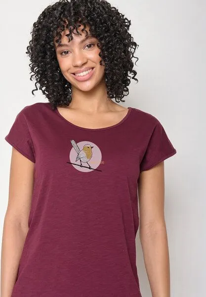 GreenBomb GREENBOMB Animal Koernerfreund Cool - Sportliches T-Shirt aus Bio-Baumwolle / hochwertiger Print / GOTS / Fair & Vegan, Rot (samtener regen), – Produktbild 4 von 4