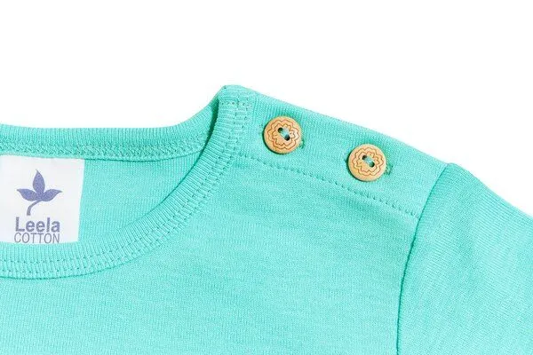 Leela Cotton Leela Cotton Kinder Kurzarmshirt Bio-Baumwolle, Türkis, – Produktbild 4 von 4