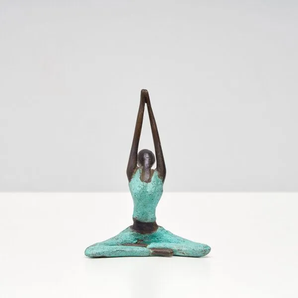 Moogoo Creative Africa Moogoo Creative Africa Bronze-Skulptur Yoga "Adeline" | by Hamidou | Unikate, Türkis, – Produktbild 3 von 3