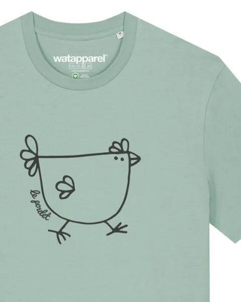 watapparel watapparel T-Shirt Unisex Le poulet - das Huhn, Aloe, – Produktbild 3 von 3