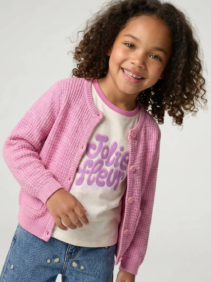 Vertbaudet Strickjacke mit Taschen Mädchen, Lila, – Produktbild 1 von 4