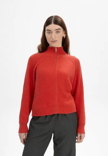 MELA MELA Rippstrick Jacke Style KAMUKA aus 100% Bio-Baumwolle, Red apple melange, – Produktbild 1 von 4