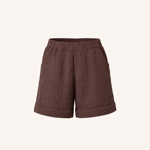 NORDLICHT NORDLICHT Musselin Shorts Henja aus 100% Bio-Baumwolle, Braun, – Produktbild 1 von 4
