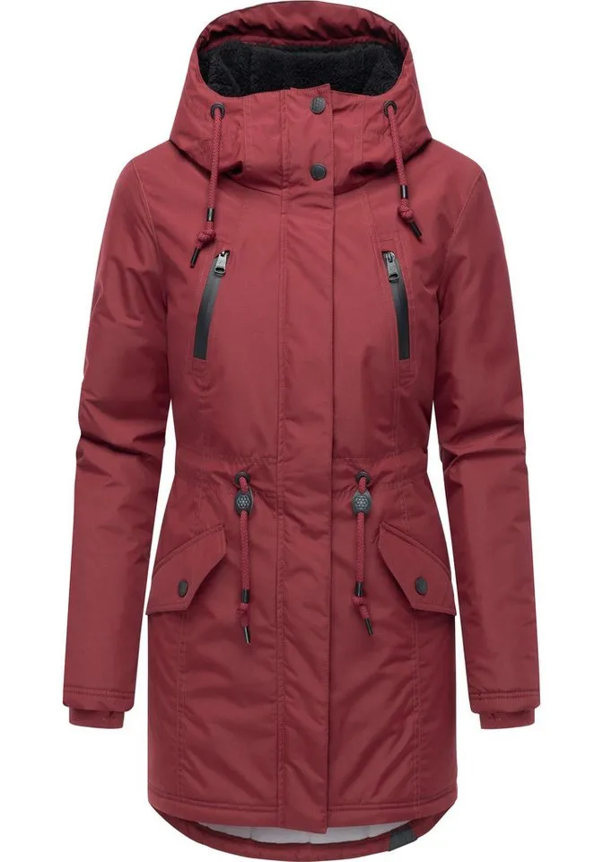 ragwear ragwear Wintermantel Elsien wasserdichter Winterparka mit Teddyfell-Futter, Rot, – Produktbild 2 von 3