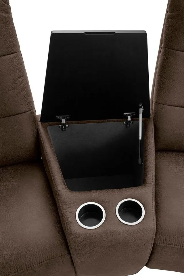 exxpo - sofa fashion 3-Sitzer Tivoli, Kinosofa mit Relaxfunktion, mit Ablagetisch und Stauraum, bequem und komfortabel, hohe Rückenlehne, Braun, – Produktbild 4 von 5