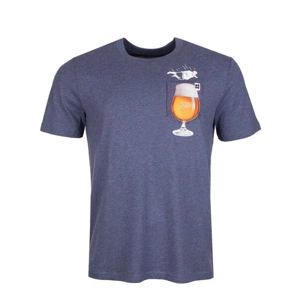 FÄDD FÄDD Herren T-Shirt Rundhals aus Bio-Baumwolle "BIER BT", Dunkelblau meliert (blau), – Produktbild 1 von 4