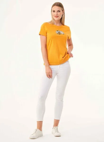 ORGANICATION ORGANICATION T-Shirt aus Bio-Baumwolle mit Print, Orange(mango), – Produktbild 2 von 4